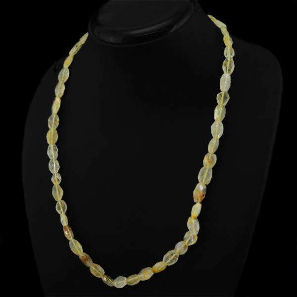 gemsmore:Natural Golden Rutile Quartz Necklace Untreated Faceted Beads