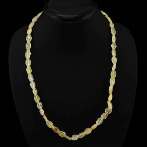 gemsmore:Natural Golden Rutile Quartz Necklace Untreated Faceted Beads
