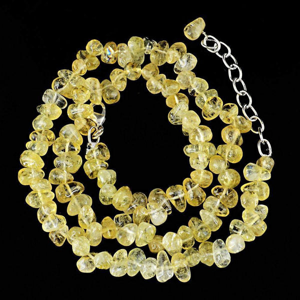 gemsmore:Natural Golden Rutile Quartz Necklace Untreated Tear Drop Beads