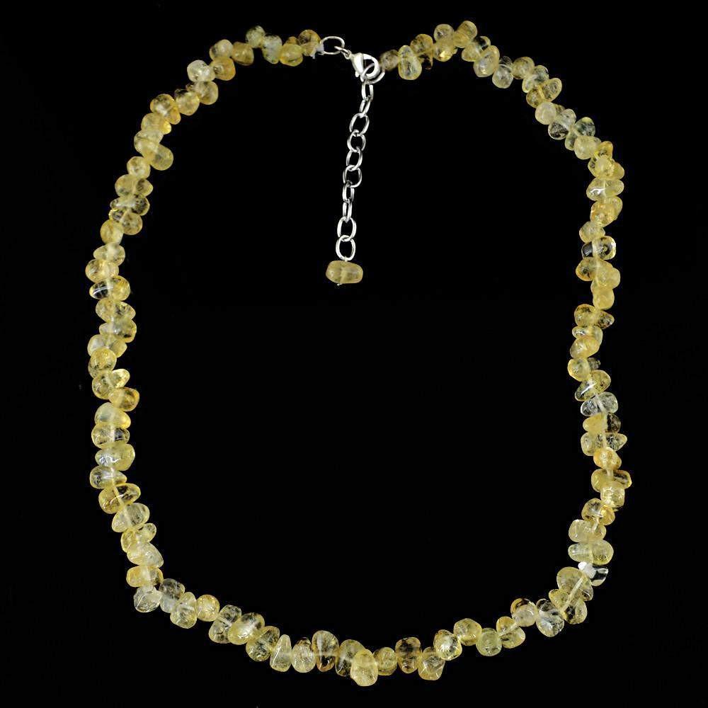 gemsmore:Natural Golden Rutile Quartz Necklace Untreated Tear Drop Beads