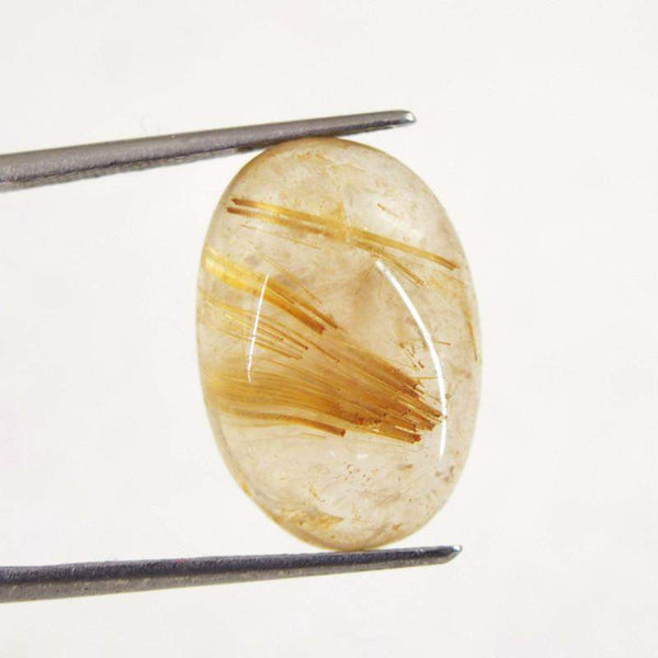 gemsmore:Natural Golden Rutile Quartz Oval Shape Gemstone