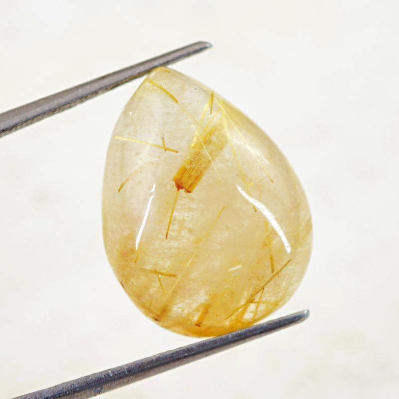 gemsmore:Natural Golden Rutile Quartz Pear Shape Gemstone