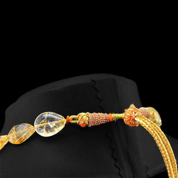 gemsmore:Natural Golden Rutile Quartz Single Strand Beads Necklace