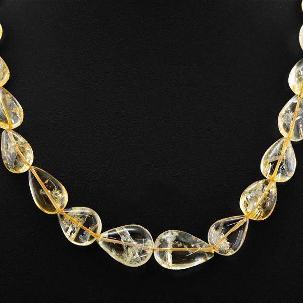 gemsmore:Natural Golden Rutile Quartz Single Strand Beads Necklace
