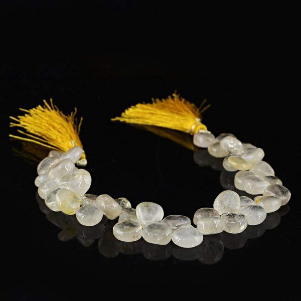 gemsmore:Natural Golden Rutile Quartz Unheated Beads Strand