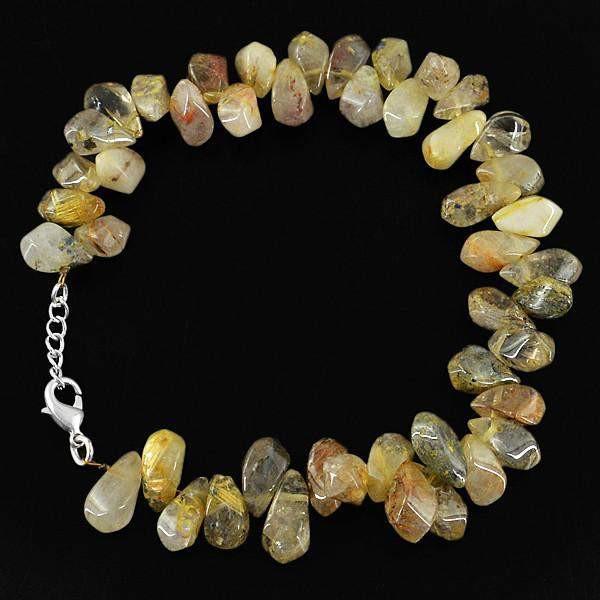 gemsmore:Natural Golden Rutile Quartz Untreated Beads Bracelet