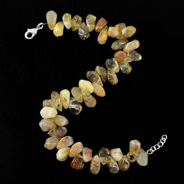 gemsmore:Natural Golden Rutile Quartz Untreated Beads Bracelet