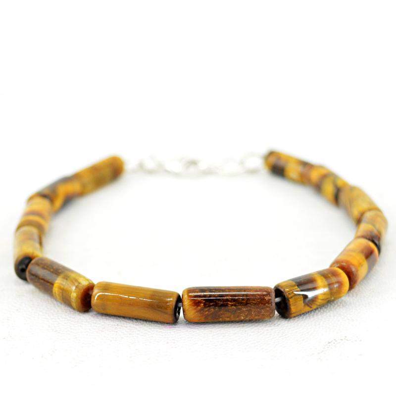 gemsmore:Natural Golden Tiger Eye Beads Bracelet