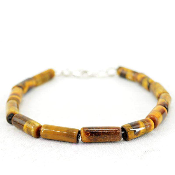 gemsmore:Natural Golden Tiger Eye Beads Bracelet