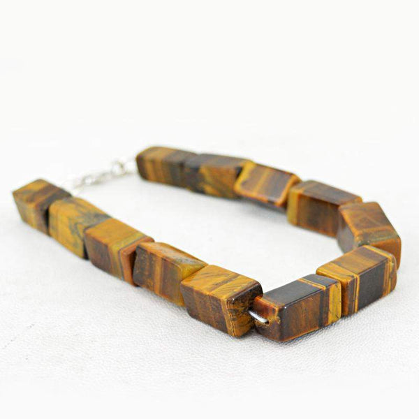 gemsmore:Natural Golden Tiger Eye Beads Bracelet