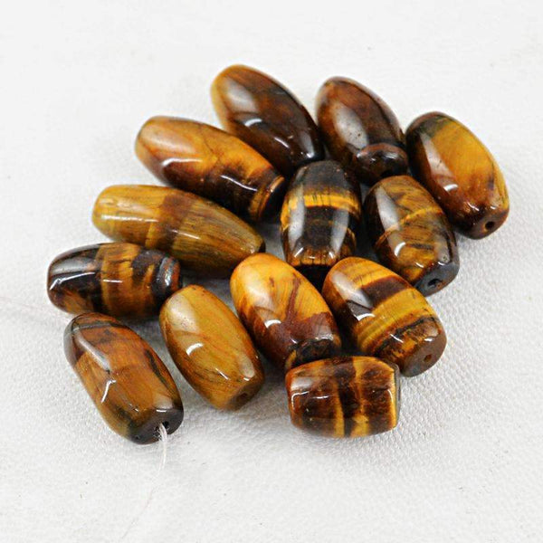 gemsmore:Natural Golden Tiger Eye Beads Lot - Drilled
