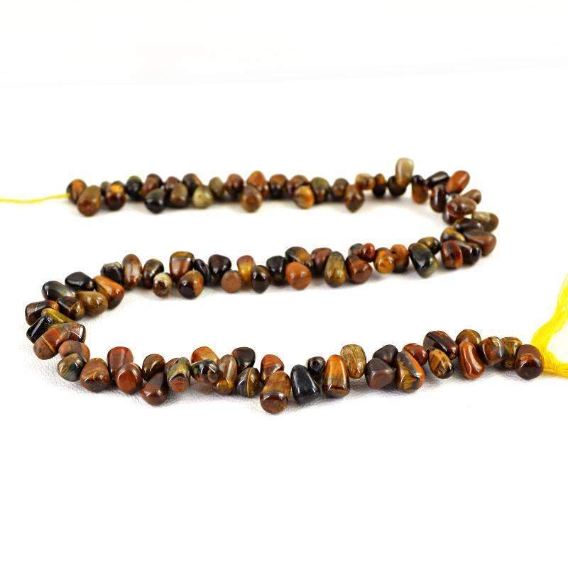 gemsmore:Natural Golden Tiger Eye Beads Strand - Drilled