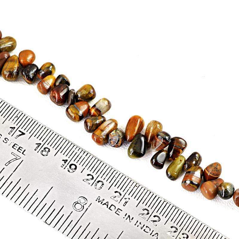 gemsmore:Natural Golden Tiger Eye Beads Strand - Drilled