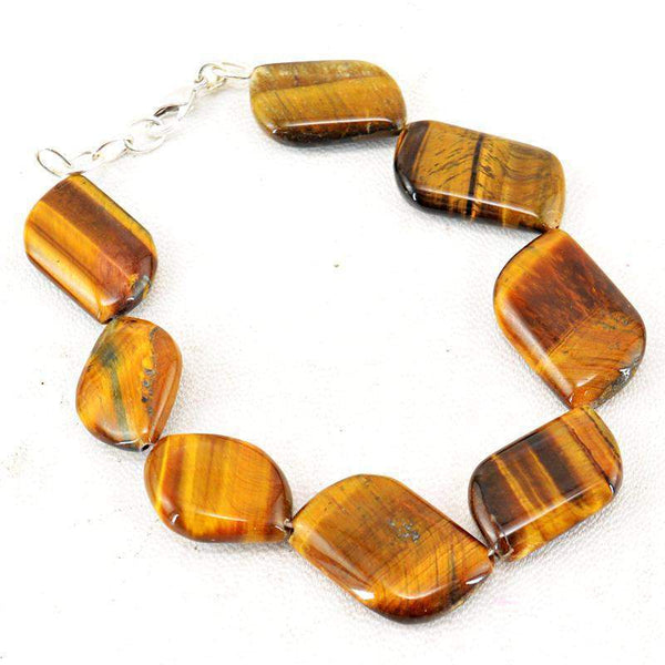 gemsmore:Natural Golden Tiger Eye Bracelet Genuine Beads