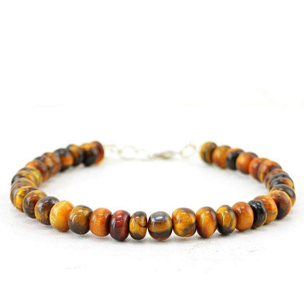 gemsmore:Natural Golden Tiger Eye Bracelet Round Beads