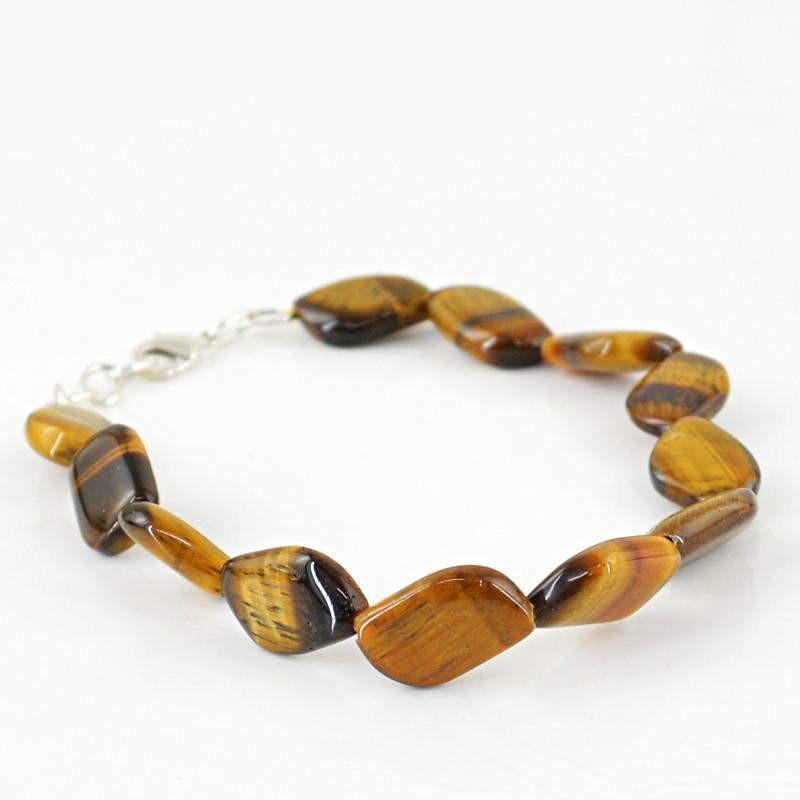 gemsmore:Natural Golden Tiger Eye Bracelet Untreated Beads