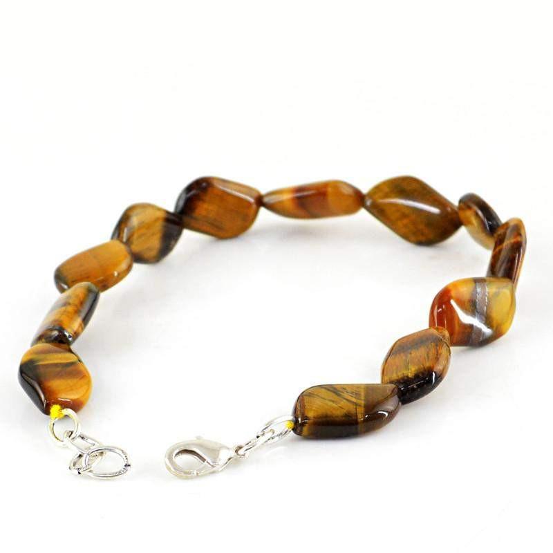 gemsmore:Natural Golden Tiger Eye Bracelet Untreated Beads