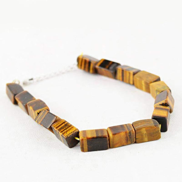 gemsmore:Natural Golden Tiger Eye Bracelet Untreated Beads