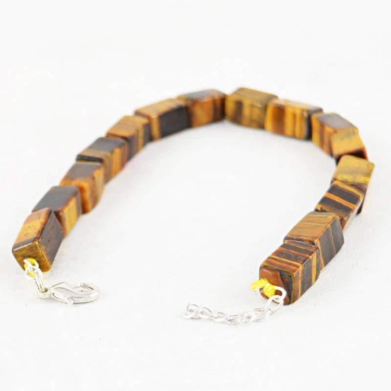 gemsmore:Natural Golden Tiger Eye Bracelet Untreated Beads