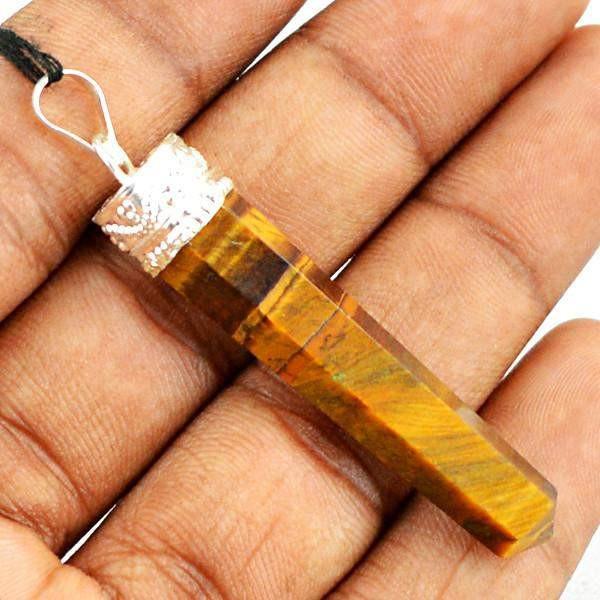 gemsmore:Natural Golden Tiger Eye Crystal Healing Pendant