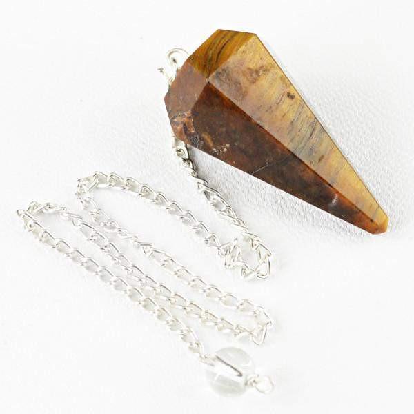 gemsmore:Natural Golden Tiger Eye Crystal Healing Pendulum