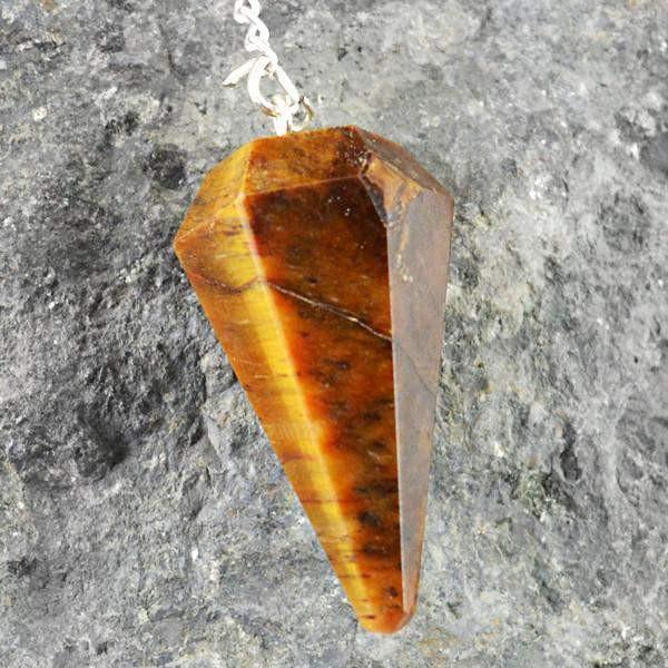 gemsmore:Natural Golden Tiger Eye Crystal Healing Pendulum