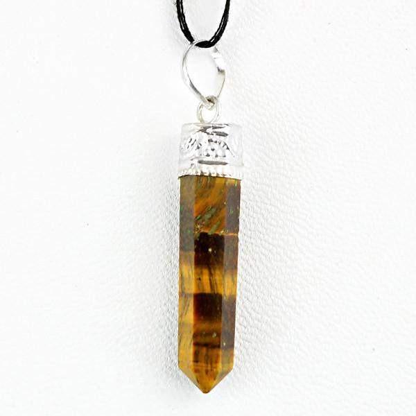 gemsmore:Natural Golden Tiger Eye Crystal Healing Point Pendant