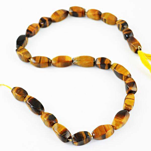 gemsmore:Natural Golden Tiger Eye Drilled Beads Strand