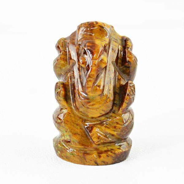 gemsmore:NAtural Golden Tiger Eye Ganesha Gemstone