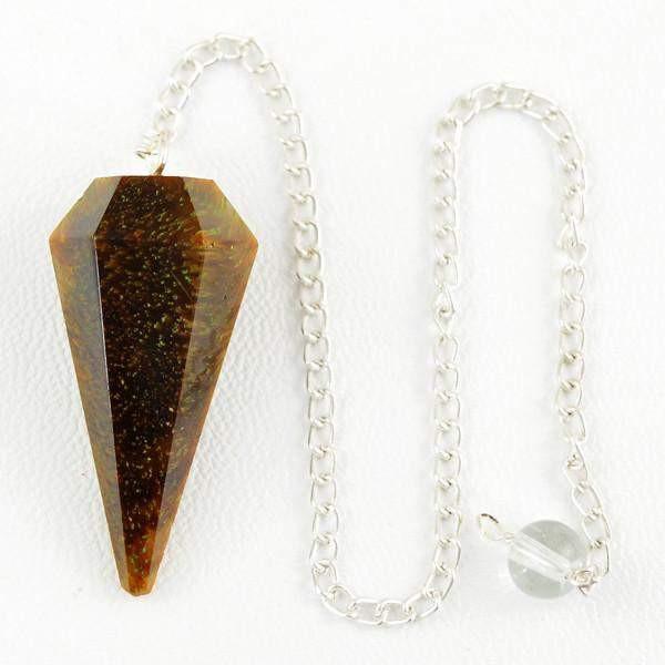 gemsmore:Natural Golden Tiger Eye Gemstone Healing Pendulum