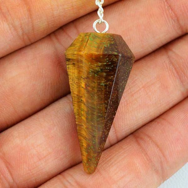 gemsmore:Natural Golden Tiger Eye Gemstone Healing Pendulum