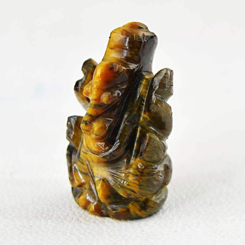 gemsmore:Natural Golden Tiger Eye Hand Carved Ganesha Gemstone