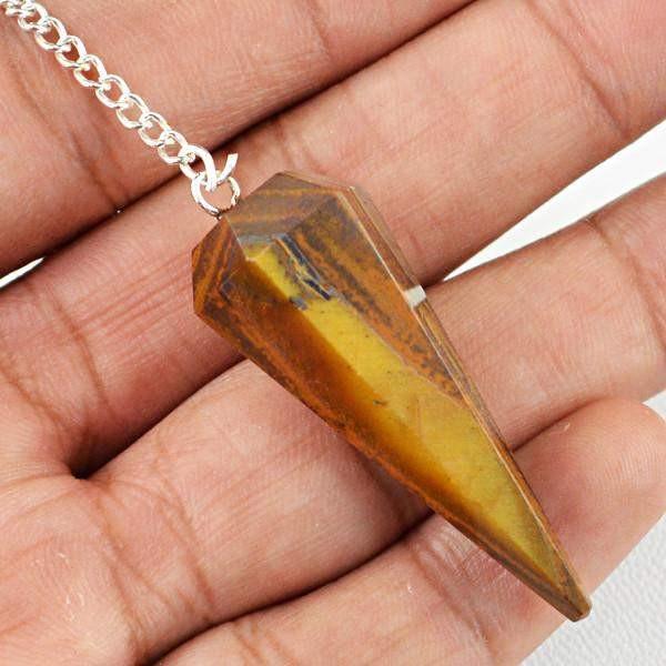 gemsmore:Natural Golden Tiger Eye Healing Pendulum