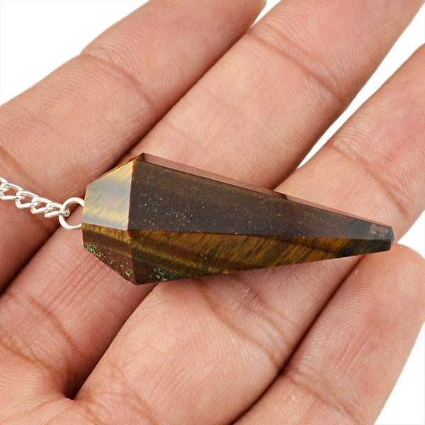 gemsmore:Natural Golden Tiger Eye Healing Pendulum