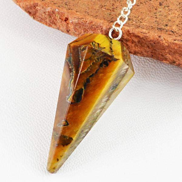gemsmore:Natural Golden Tiger Eye Healing Pendulum