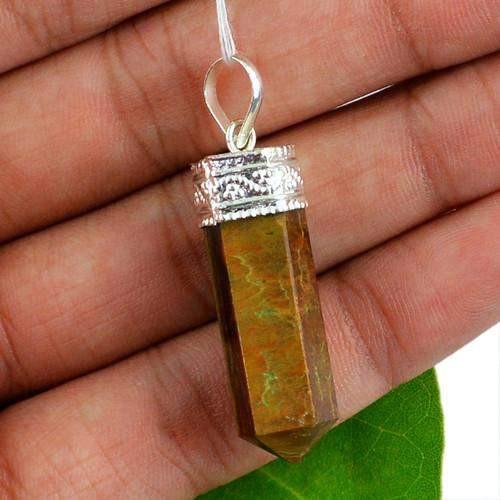 gemsmore:Natural Golden Tiger Eye Healing Point Pendant