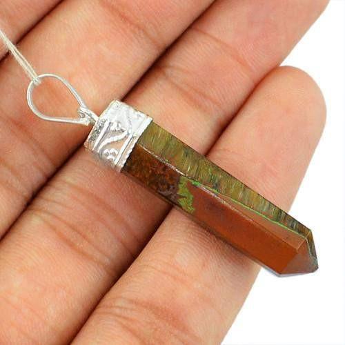 gemsmore:Natural Golden Tiger Eye Healing Point Pendant