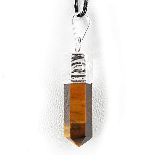 gemsmore:Natural Golden Tiger Eye Healing Point Pendant