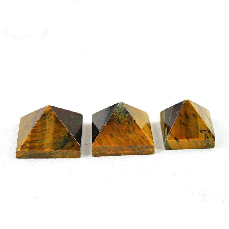 gemsmore:Natural Golden Tiger Eye Healing Pyramid Gemstone Lot
