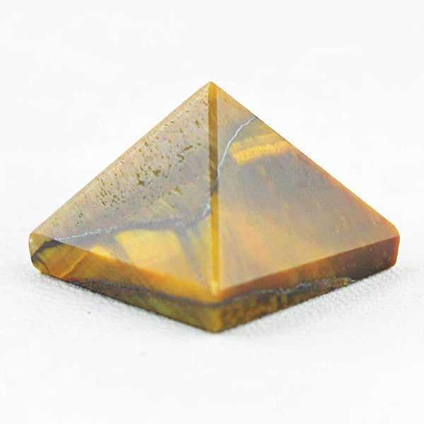 gemsmore:Natural Golden Tiger Eye Healing Pyramid Gemstone