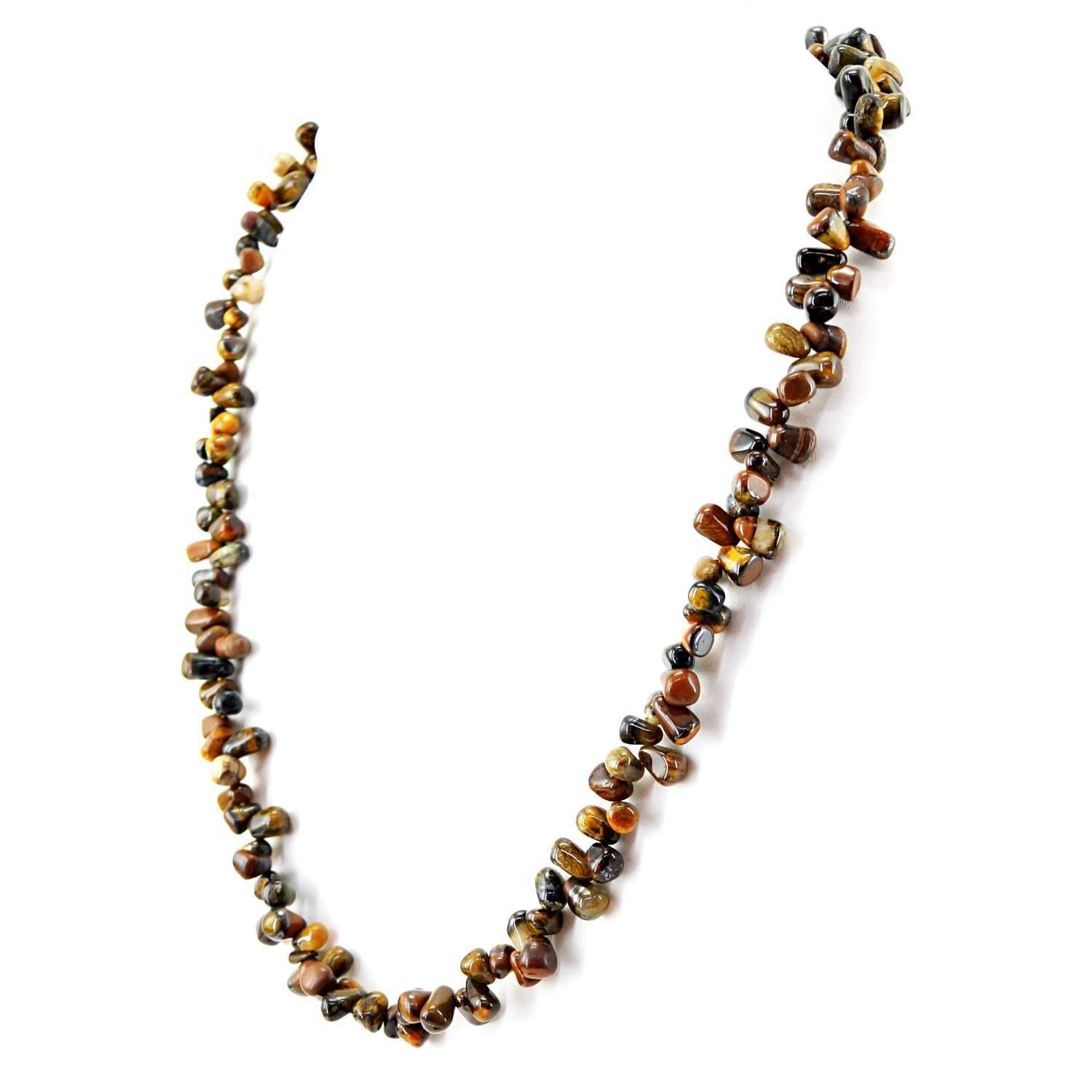 gemsmore:Natural Golden Tiger Eye Necklace Tear Drop Beads