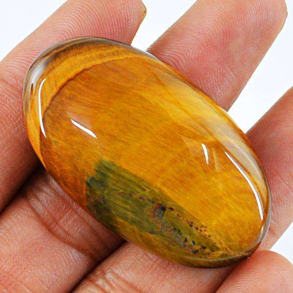 gemsmore:Natural Golden Tiger Eye Oval Shape Loose Gemstone