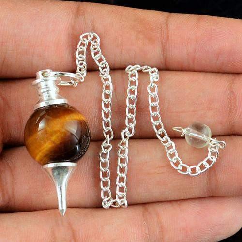 gemsmore:Natural Golden Tiger Eye Pendulum