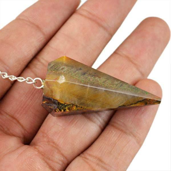 gemsmore:Natural Golden Tiger Eye Pendulum