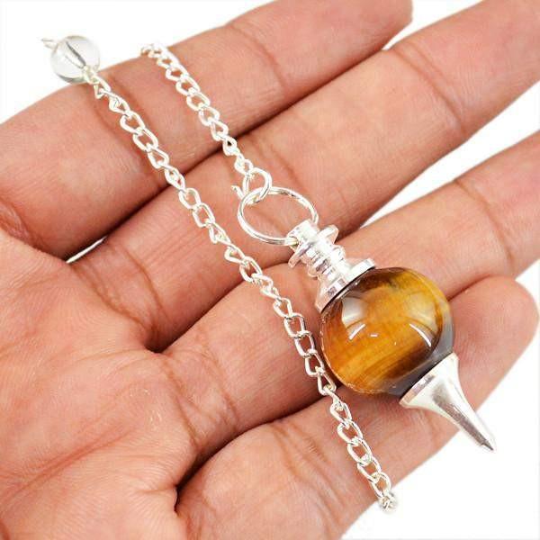 gemsmore:Natural Golden Tiger Eye Pendulum