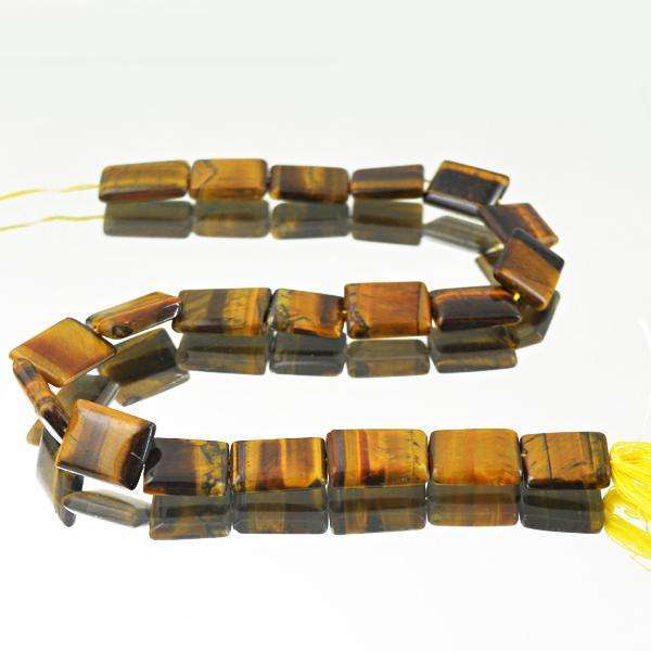 gemsmore:Natural Golden Tiger Eye Rectangular Shape Drilled Beads Strand