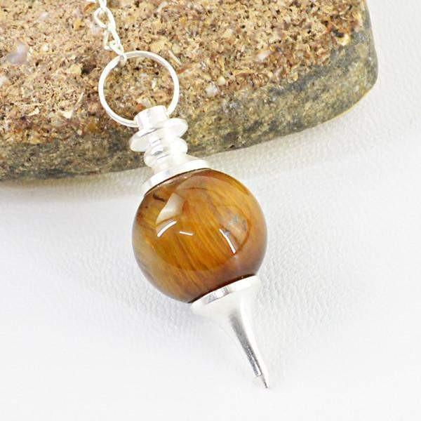 gemsmore:Natural Golden Tiger Eye Reiki Healing Pendulum