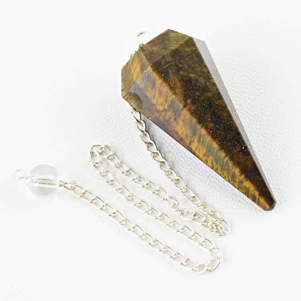 gemsmore:Natural Golden Tiger Eye Reiki Healing Pendulum