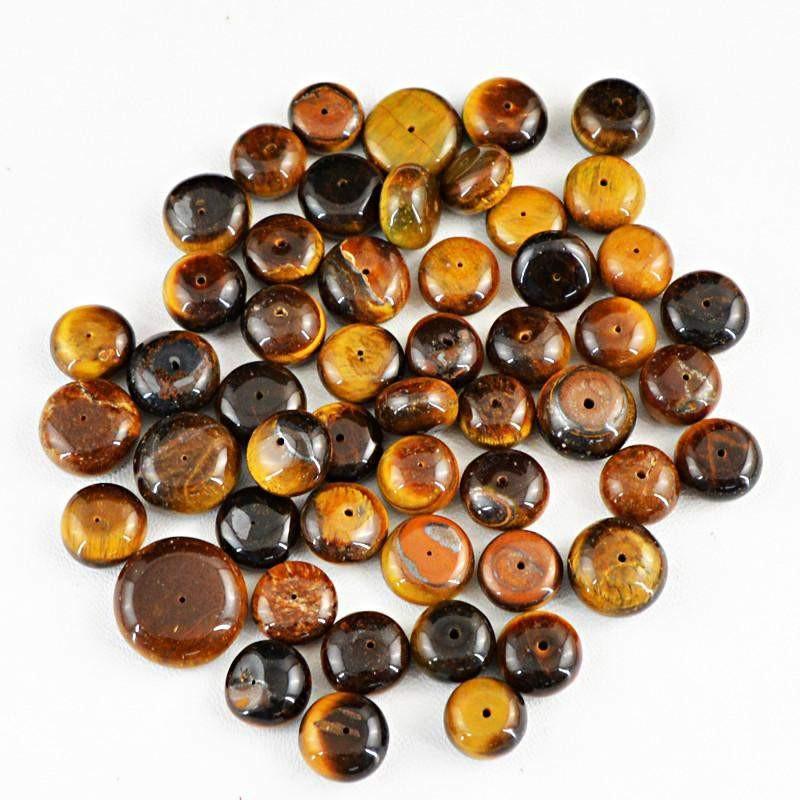 gemsmore:Natural Golden Tiger Eye Round Drilled Beads Lot