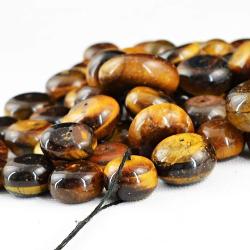 gemsmore:Natural Golden Tiger Eye Round Drilled Beads Lot